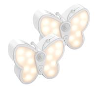 Fegtrtyoa Capteur de Mouvement Intelligent, Lampe de Nuit LED Papillon Dimmable avec Projecteur et 2 Réglages de Température de Couleur, 2 Pièces.