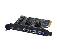Fegtrtyoa Carte D'Extension PCIE 10Gbps USB3.2 GEN2 PCIE 4X vers 2 Ports Type C + 3 Ports USB-A Adaptateur PCI-E 4X Riser Card