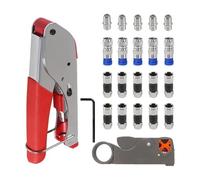 Fegtrtyoa Connecteur de Compression F Type RG59 RG6 (20 Pièces) Kit D'Outils de Sertissage de Câble Coaxial - Ensemble D'Outils de Compression de Câble Coaxial