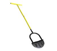 Fegtrtyoa Coupe-Bordures Dentelé pour Pelouse, Outil de Jardin Portatif en Demi-Lune avec Lame en Acier et Long Manche, Scie à Gazon pour Courts de Pelouse