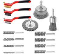 Fegtrtyoa de 14 Meules à Fil en Laiton et Acier Inoxydable, Tige Hexagonale de 6,35 Mm, pour Perceuse, Poils pour Récurer, Nettoyer la Rouille, la Saleté et la Peinture.