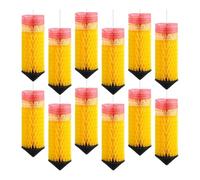 Fegtrtyoa Décor de Plafond de Salle de Classe de Rentrée 12 Pcs Lanternes en Forme de Crayon en Papier Alvéolé Décorations Colorées en Forme de Crayon