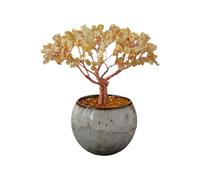 Fegtrtyoa Décoration de Maison Cadeau 1PC Arbre en Cristal Naturel Citrine Quartz avec Base de Bol, Ornement de Bureau pour la Famille et Les Amis D