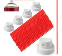 Fegtrtyoa Ensemble de 5 Buses Blanches et 50 Pailles Rouges pour Aérosol - Kit de Réparation et de Remplacement de Buses pour Nettoyant à