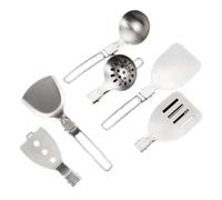 Fegtrtyoa Ensemble de Casseroles en Acier Inoxydable Pliable pour Le Camping et Les Voyages, Comprenant Une Pelle, Une Cuillère à Soupe et Un Wok.