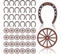 Fegtrtyoa Ensemble de Décorations en Bois Rustique et Métal - 48 Pièces pour Centres de Table d'anniversaire de Cowboy/Cowgirl, pour Fête Western.