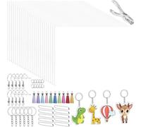 Fegtrtyoa Kit de 186 Feuilles Rétractables, Porte-Clés, 25 Feuilles de Papier Plastique Rétractable, Pompons, pour Marquage