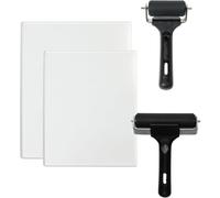 Fegtrtyoa Kit de 4 Plaques D'Impression en Gel - Comprend des Plaques de 8x10 et 5x7 Pouces et des Rouleaux Encreurs de 2,4 et 4 Pouces, pour les Loisirs Créatifs et le Journaling