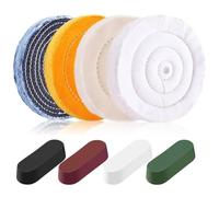 Fegtrtyoa Kit de 8 Meules de Polissage de 6 Pouces pour Meuleuse D'Établi, Alésage de 1/2 Pouce avec de 4 Pâtes de Polissage et Barres de Polissage.