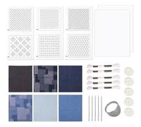 Fegtrtyoa Kit de Broderie Sashik pour Débutants, Comprenant des Patrons Hydrosolubles et du Tissu Denim, Ainsi Que des Fournitures de Couture pour Le Quilting à la Main.