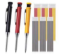 Fegtrtyoa Kit de Marquage Professionnel 3 Stylos - 36 Mines + Taille-Crayons Intégrés - Pointe à Trou Profond, Design à Long Bec (Noir, Rouge, Jaune)