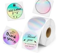 Fegtrtyoa Kit D'Étiquettes Thermiques de 2 Pouces, 400 Pcs, Rondes, Auto-Adhésives, pour Imprimante Thermique Directe, Ensemble D'Étiquettes pour Imprimante de Codage Couleur, Logo.