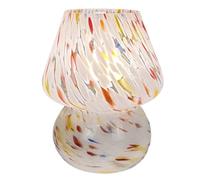 Fegtrtyoa Lampe de Bureau Décorative en Verre à Pois de Fleurs Colorées, Lumière D'Ambiance de Champignon Alimentée par USB pour la Table de Chevet, Style Rétro Américain D