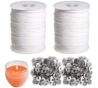 Fegtrtyoa Mèches en Coton de 60 M pour la Fabrication de Bougies, Bobine de Mèche en Coton Tressé B pour Lampes à, Fournitures pour la Fabrication de Bougies