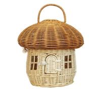 Fegtrtyoa Panier à Champignons Fait Main en Osier Tressé pour Pique-Nique de Vacances, Boîte de Rangement en Paille, Sac à pour Enfants.