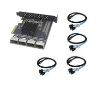 Fegtrtyoa PCIE to 4PORT Mini SAS SFF-8087 CONTRÔLEUR 16 Port 3.0 6 Gbps Adaptateur SSD PCI-E 3.0 X4 Expansion Carte