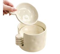 Fegtrtyoa Plat pour Crèmes Aromatisées avec Rangement pour, Bol à Sauce en Céramique Résistant à la Chaleur, Récipient Épais pour Sauce à Tremper Marron