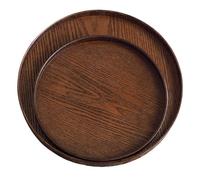 Fegtrtyoa Plateau de Service Rond en Bois 21/27/30cm Plat en Bois Décoratif pour Table à Café, Déjeuner, Dîner, Thé, Plateau Alimentaire M