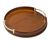 Fegtrtyoa Plateau Rond en Bambou Léger de Luxe pour la Cuisine, Service à Thé pour ou Le Restaurant, Plateau Portable pour Fruits et Collations.