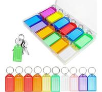 Fegtrtyoa Porte-Clés avec Étiquettes (32 PCS), Étiquettes de Clé Robustes avec Papier Vierge à Lignes, Anneaux Fendus pour Clés, Bagages, Animaux de Compagnie et Plus.