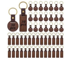 Fegtrtyoa Porte-Clés Vierges 60 PCS en Bois de Noyer pour Projets de Bricolage, Gravure et Cadeaux Personnalisés.