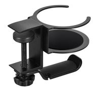 Fegtrtyoa Porte-Gobelet Rotatif à 360° en Fer, Fixation sans Perçage pour Bord de Bureau, Support Multifonctionnel pour Écouteurs et Gobelet, Organisateur en Métal