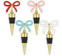 Fegtrtyoa pour L'Ensemble de Bouchons de Vin de Fête des Fêtes (4 Pc), Bouchons de Bouteille à Vide Réutilisables avec Sceau de Silicone pour Femmes, Cadeau, Or de Noël