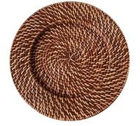 Fegtrtyoa Rattan Tray Retro Elegant Fruit Plate Round Dessert Plate Tabletop Decoration Brown