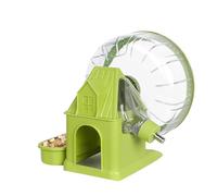 Fegtrtyoa Roue d'exercice Silencieuse 4 en 1 pour Hamster, Maison Multifonctionnelle pour Hamster avec Roue de Course, Bouteille d'eau, Bol de Nourriture Vert