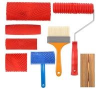 Fegtrtyoa Rouleau de Peinture à Texture Bois Faux 7,08", Ensemble D'Outils de Grain de Bois de 7 Pièces, Outils de Peinture en Caoutchouc pour DIY Effet Bois pour Art Mural.