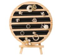 Fegtrtyoa Stand Stand Wood Round Shape Bilonaux Boucles d'oreilles Boucles d'oreilles Bracelet Affiche Plaque Comptoir Black