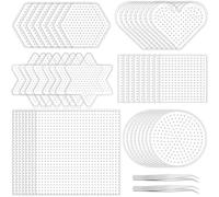 Fegtrtyoa Tableaux à Perles Transparents, Tableaux à Perles Fuse de 5 Mm, Grands Tableaux en Plastique avec 2 Pincettes pour Projets de Bricolage avec des Perles.