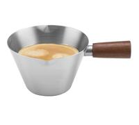 Fegtrtyoa Tasses à Espresso, 6,8 Oz/200 ML en Acier Inoxydable avec Poignée en Bois et Double Bec, Tasse à Mesurer pour Espresso A