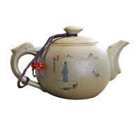 Fegtrtyoa Théière en Céramique Exquise, Classiques Chinois, Théière en Poterie Grossière, Poignée en Céramique, en Argile Noire-Verte, Ensemble de Thé en Minerai Brut B.