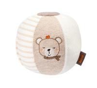 Fehn 052336 Stoffball Esel & Teddy Natur - Greif-Spielball mit Materialmix & Rassel zum Werfen, Greifen, Rollen-fördert Babys motorische Fähigkeiten-für Baby und Kleinkinder AB 0+ Monaten, Mehrfarbig
