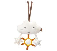 Fehn 052343 Mini-Mobile Wolke fehnNATUR - Motorikspielzeug aus zertifizierter Bio-Baumwolle (kbA) - zum Aufhängen für zuhause & unterwegs - für Babys und Kleinkinder AB 0+ Monaten, Weiß