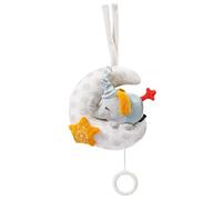 Fehn Boîte à musique Bébé éléphant dans la lune - "Glow-in-the-dark" brodé avec la mélodie "La lune s'est levée" - Doudou pour s'endormir - Jouet pour bébé en voyage & à la maison - dès 0+ mois