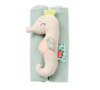Fehn 054316 Hippocampe et Carrés de Mousseline - Jolie Peluche avec Hochet et Langes en Coton - Pour Bébés et Tout-Petits dès 0 Mois - Dimensions 17 cm/60 x 60 cm