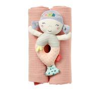 Fehn 054323 Sirène et Carrés de Mousseline - Jolie Peluche avec Hochet et Langes en Coton - Pour Bébés et Tout-Petits dès 0 Mois - Taille 18 cm