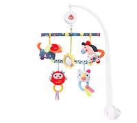 Fehn 055214 Mobile musical d'Activité COLOR Friends - Mobile à remonter avec mélodie « Bruder Jakob » et figurines de jeu amovibles - Avec fixation au lit pour bébé de 0 à 5 mois