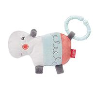 FEHN 059175 Mini hippopotame avec anneau/hochet pour hochet, sensation, jeu avec animal en tissu doux - Un fidèle compagnon pour les bébés et les tout-petits à partir de 0 mois