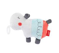 Fehn 059342 Animal en Peluche Hippopotame avec hochet et Porte-tétine, Convient pour Toutes Les tétines pour bébés et Tout-Petits à partir de 0 Mois