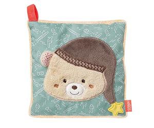 Fehn 060515 Coussin garni de noyaux de cerises - Coussin chauffant et froid avec adorable application en peluche pour bébés et enfants à partir de 0 mois - Dimensions : 15 x 15 cm, multicolore