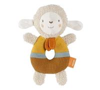 Fehn Baby Anneau de préhension Mouton - Doudou en coton issu de l'agriculture biologique - Jouet pour bébé avec hochet pour apprendre en s'amusant - pour bébés & jeunes enfants à partir de 0+ mois