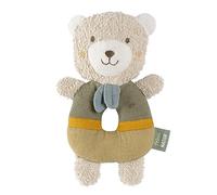 Fehn Baby Anneau de préhension Ours - Doudou en coton issu de l'agriculture biologique - Jouet pour bébé avec hochet pour apprendre en s'amusant - pour bébés & jeunes enfants à partir de 0+ mois