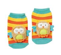 Fehn Chaussettes hochet hibou - Chaussettes d'activités pour bébés avec de jolis animaux à attraper, hocher, taper et produire des sons - Jouets éducatifs pour bébés de 0 à 12 mois