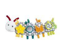 Fehn Activity-Raupe - Motorikspielzeug zum Sinne & Motorik fördern - mit Schwarz-Weißem Signature-Stoff - zum Beißen, Greifen und Geräusche erzeugen - Spielzeug für Babys und Kinder AB 3+ Monaten