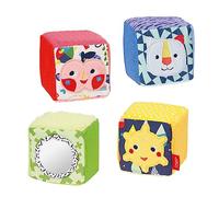 Fehn Ensemble de cubes COLOR Friends - Jouets de motricité - Ensemble de cubes d'activité - Cubes en tissu pour s'amuser - pour bébés et jeunes enfants dès 0+ mois