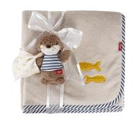 Fehn Couverture bébé Loutre Theo - Plaid Doux et câlin | Pour les câlins, comme tapis d'éveil, doudou ou couverture - à la maison et en déplacement