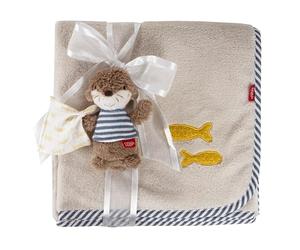 Fehn Couverture bébé Loutre Theo - Plaid Doux et câlin | Pour les câlins, comme tapis d'éveil, doudou ou couverture - à la maison et en déplacement
